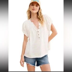 WE THE FREE PEOPLE HORIZONS Double Cloth Size Small TOP SHIRT COTTON GUAZE